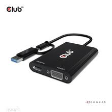 Adapter Club 3D CSV-1611 USB Gen1 Type-C/-A kuni topelt HDMI (4K/30Hz) / VGA (1080/60Hz) must