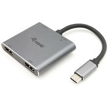Adapter Equip USB-C 4-in-1 Dock 133484, 2x HDMI, USB-A, 100W PD, 0.15 m, hõbe