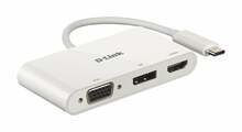 Adapter D-Link DUB-V310 3-in-1 USB-C ühendus HDMI/VGA/DisplayPort, valge