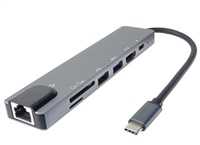 PremiumCord USB-C adapter HDMI + USB3.0 + USB2.0 + PD + SD/TF + RJ45