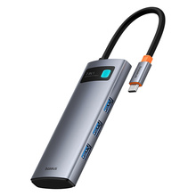 USB-C jagaja Baseus Metal Gleam 7in1 HDMI 4K 60Hz, 3x USB 3.0, USB-C PD, SD, microSD, hall