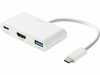 Adapter Deltaco USB-C to HDMI and USB-A USBC-HDMI23, valge