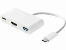 Adapter Deltaco USB-C to HDMI and USB-A USBC-HDMI23, valge
