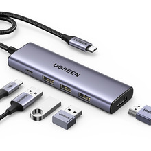 HUB Ugreen CM511 5in1 USB-C - USB-C PD, HDMI, 3x USB-A 3.0, hall