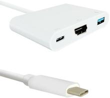 Qoltec adapter USB 3.1 typC Male / HDMI AF + USB AF + USB 3.1 typC valge