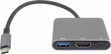 Adapter USB-C to HDMI + USB3.0 + PD PREMIUMCORD 4K ja FULL HD 1080p