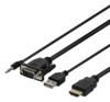 Kaabel Deltaco VGA-HDMI16, VGA-HDMI koos audio, 1 m, must