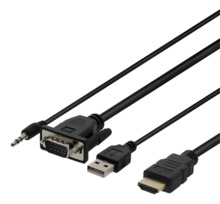 Kaabel Deltaco VGA-HDMI16, VGA-HDMI koos audio, 1 m, must