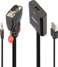 Adapter Lindy 38284 VGA ja audio HDMI konverter, must