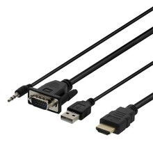 Kaabel Deltaco VGA-HDMI17, VGA-HDMI koos audio, 2 m, must