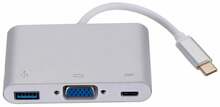 Adapter Roger, Type-C to VGA + USB/USB-C, hõbe