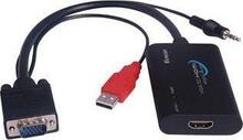 Adapter PremiumCord KHCON-04 D-Sub (VGA) to HDMI koos 3,5 mm, must