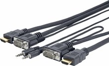 Kaabel Vivolink PROVGAHDMIFLY7, VGA + 3,5 mm + HDMI, 7 m, must