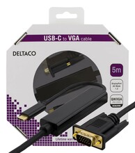 Kaabel DELTACO USBC-1089-K USB-C - VGA, 5 m, must