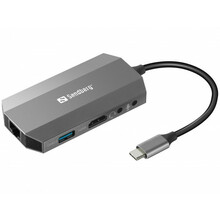 Juhitmev USB-C 6-in-1 dokk Sandberg 136-33, hall