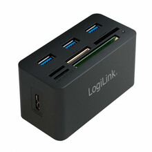 USB jagaja Logilink CR0042, must, kaardilugejaga