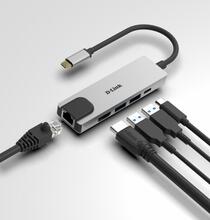 USB-C jaotur D-Link DUB-M520, hõbe/must