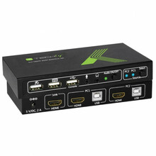 KVM lüliti Techly 028696, 2 pordiga, must