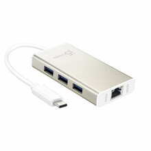 USB-C adapter J5CREATE, Gigabit/Ethernet/USB 3.1 Hub