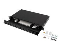 Fiiberoptiline jaotuskast LANBERG 12XSC DUPLEX / 12XLC QUAD RACK 19 1U, must