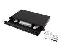 Kiudoptiline jaotuskast LANBERG 24XSC simplex/24XLC duplex rack 19 1U, must