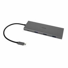 USB-C dokk DELTACO 12-in-1, hõbedane, Triple display, 4K UHD 60 Hz, PD 85 W