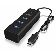 USB jagaja ICY BOX IB-HUB1409-C3, must, 40 cm