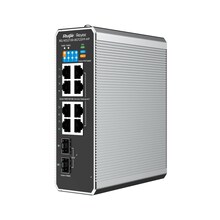 Tööstuslik võrgu lüliti Ruijie RG-NIS2100-8GT2SFP-HP, must, roostevaba teras