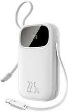Akupank Baseus EnerFill FC31 20000 mAh, 22.5 W, digitaalse ekraani ja 2 integreeritud kaabliga (USB-C + Lightning), valge
