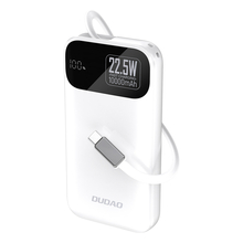 Akupank Dudao K31 10000 mAh, 22.5 W PD, integreeritud kaabliga, valge