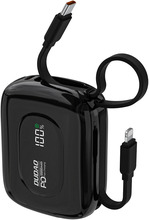 Akupank Dudao K32 10000 mAh, 22.5 W, integreeritud USB-C / Lightning kaabliga, must