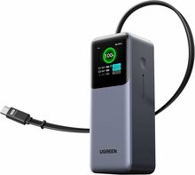 Akupank Ugreen Nexode Power Bank PB726, 20000 mAh, 165 W, sisseehitatud kaabliga