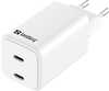 Laadija Sandberg AC Charger Dual USB-C PD65W, 65 W, valge