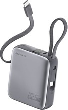 Akupank 4smarts Pocket Dual Cord 10000 mAh, 22.5 W, integreeritud USB-C kaabliga, hall