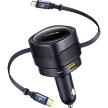 Autolaadija Baseus PD 1x USB-C + USB-A, 90 W, must