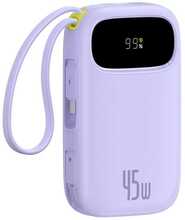 Akupank Baseus EnerFill FC31 20000 mAh, 45 W, ekraaniga, USB-C ja Lightning kaablitega, lilla