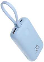 V&auml;line aku VEGER K1 (W1188) 10000 mAh, 35 W, sisseehitatud kaablitega Type C / Lightning, sinine