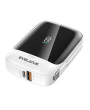 Väline aku Evelatus 10000 mAh, 22,5 W, C-tüüp, valge ja must