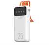 Akupank Dudao K6Pro+ 20000 mAh, USB-C, micro USB, Lightning, valge