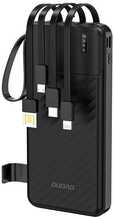 Akupank Dudao K11 10000 mAh, sisseehitatud kaablitega, must