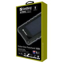 Akupank Sandberg Outdoor Solar Powerbank 16000 mAh, must