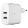 Seinalaadija Belkin WCB002vfWH Dual USB-A 24 W, valge