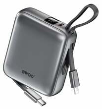 Akupank BwOO P74 10000 mAh, 22.5 W, USB-C ja Lightning, hõbe