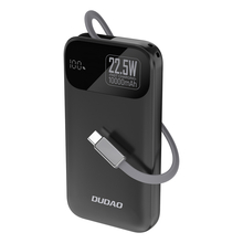 Akupank Dudao K31 10000 mAh, 22.5 W PD, integreeritud kaabliga, must