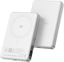 Akupank Blavec Power Bank BJ-05 10000 mAh, Qi 2.2 25W + PD 45W, magnetiline induktsioon Magsafe, valge