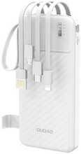 Akupank Dudao K11 10000 mAh, sisseehitatud kaablitega, valge