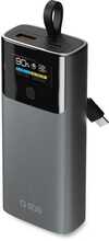 Akupank SBS 10000 mAh, PD 20W, LCD ekraaniga ja integreeritud USB-C kaabliga, hall