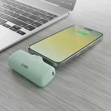 Akupank SBS EcoPower 5000 mAh, 10 W, sisseehitatud USB-C pesaga, roheline