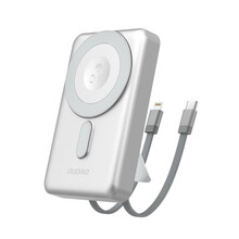 Akupank Dudao K29 10000 mAh, 20 W, integreeritud USB-C ja Lightning kaablitega, hõbe