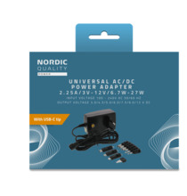 AC/DC adapter Nordic Quality MW3IP25GS, 3-12V, 6.7-27W, 2250mAh